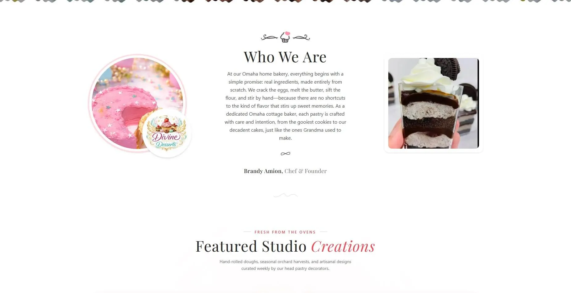 Divine Inspirational Desserts Interface